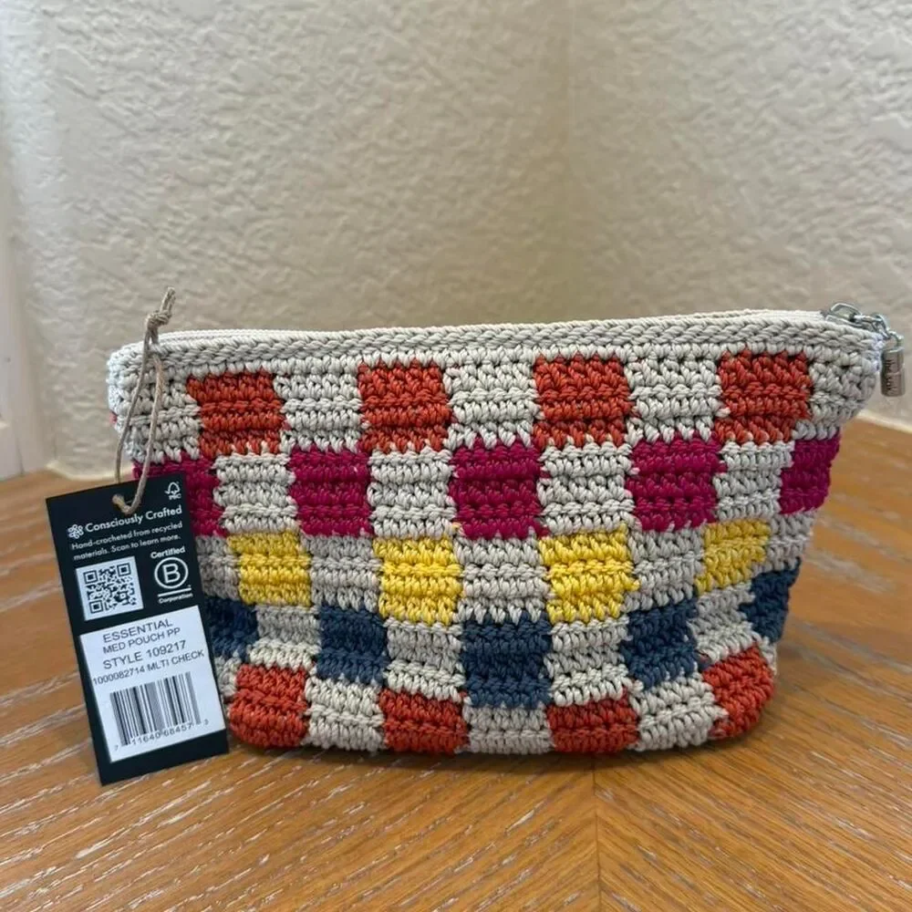 NWT The Sak Multicolor Checkered Essential Medium Pouch Cosmetic Bag